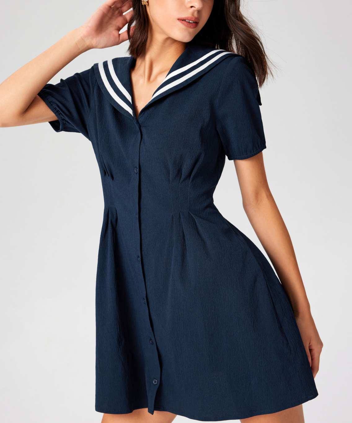 Cider + Sailor Collar Solid Mini Dress Cider + Sailor Collar Solid Mini Dress