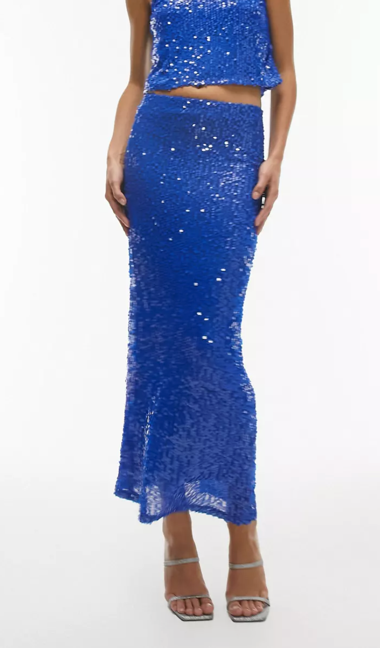 Navy sequin maxi shop skirt