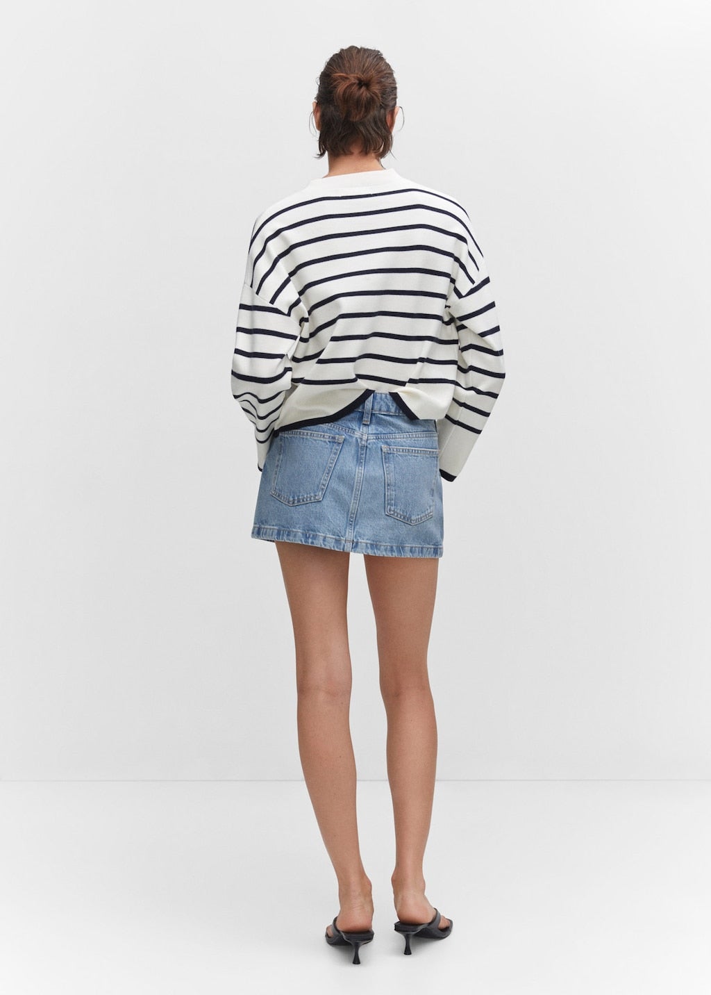 Mango + Low rise denim mini skirt