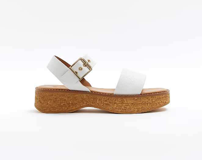 River Island + White Cork Flatform Sandals