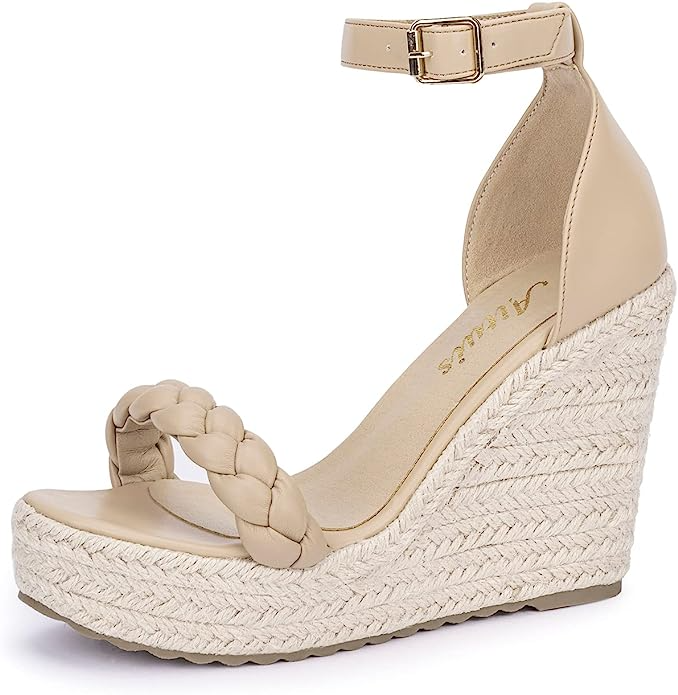 Aituis + Woven Strap Platform Espadrille Wedges