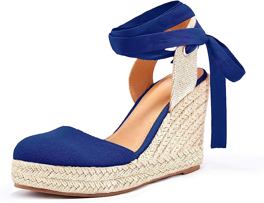 lace up wedges closed toe
