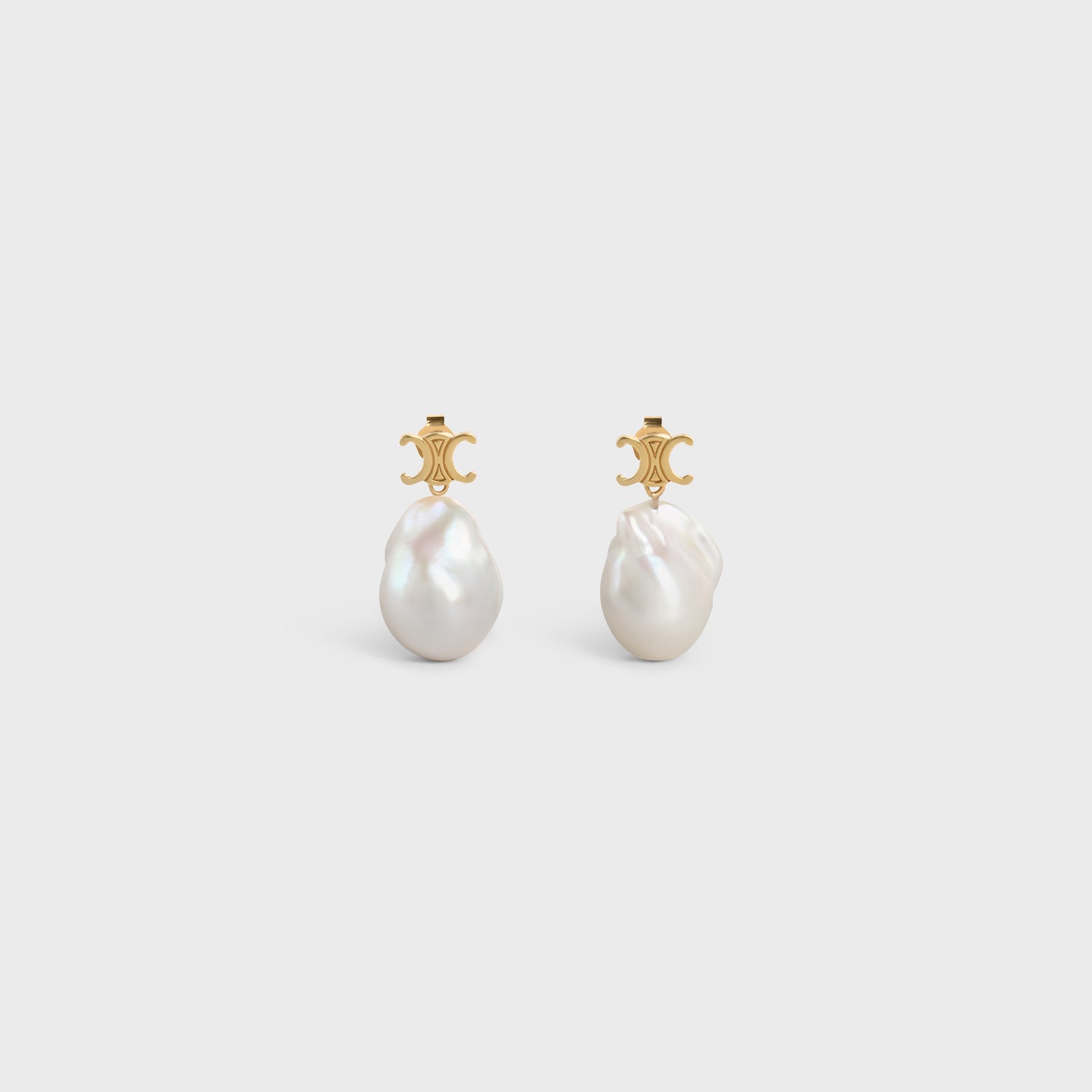CELINE｜ (BAROQUE MAILLON TRIOMPHE EARRINGS (46W356BPA 0 Céline + Baroque Triomphe Earrings in Brass with Gold Finish