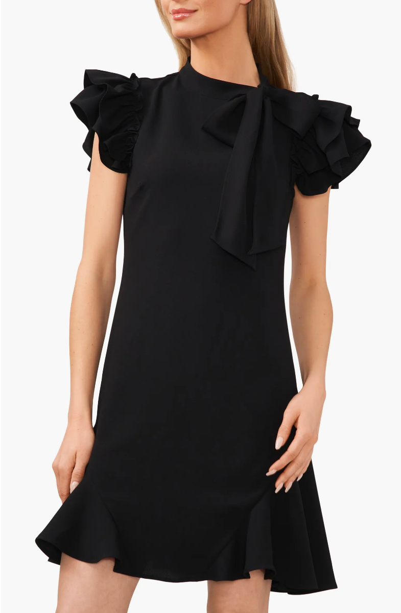 Cece bow neck short sleeve dress hot sale