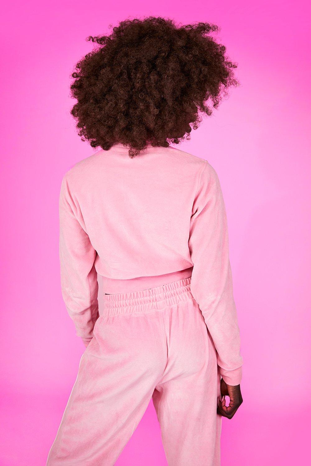 Playboy x missguided pink velour hooded zip through jacket cheap