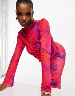 Reinig de vloer Eigenlijk Vet Vero + Vero Moda tie dye mesh top and maxi skirt set in pink
