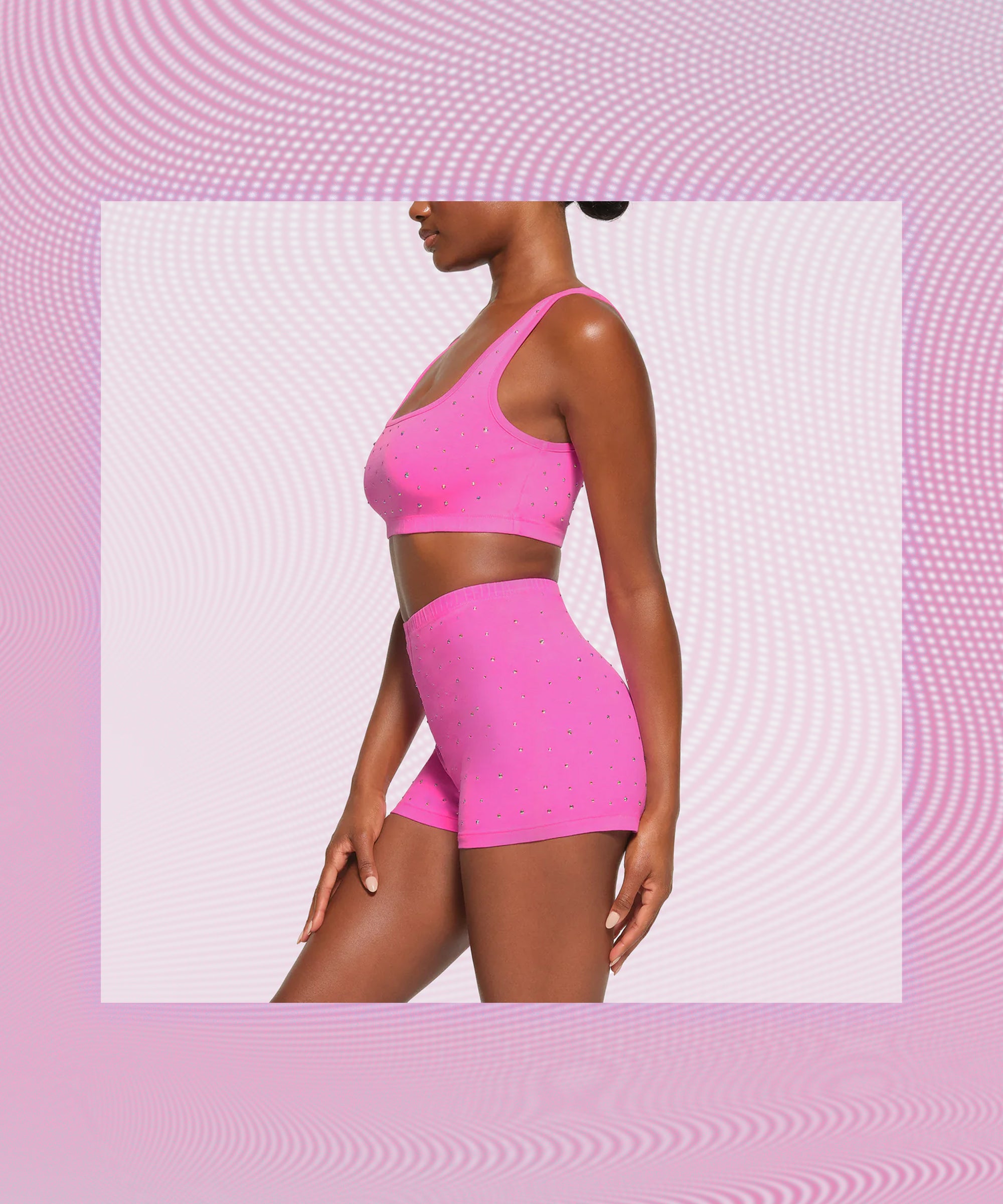 SKIMS ピンク ハートカットアウト ワンピース COTTON TWIST ONE SHOULDER BODYSUIT | COTTON CANDY