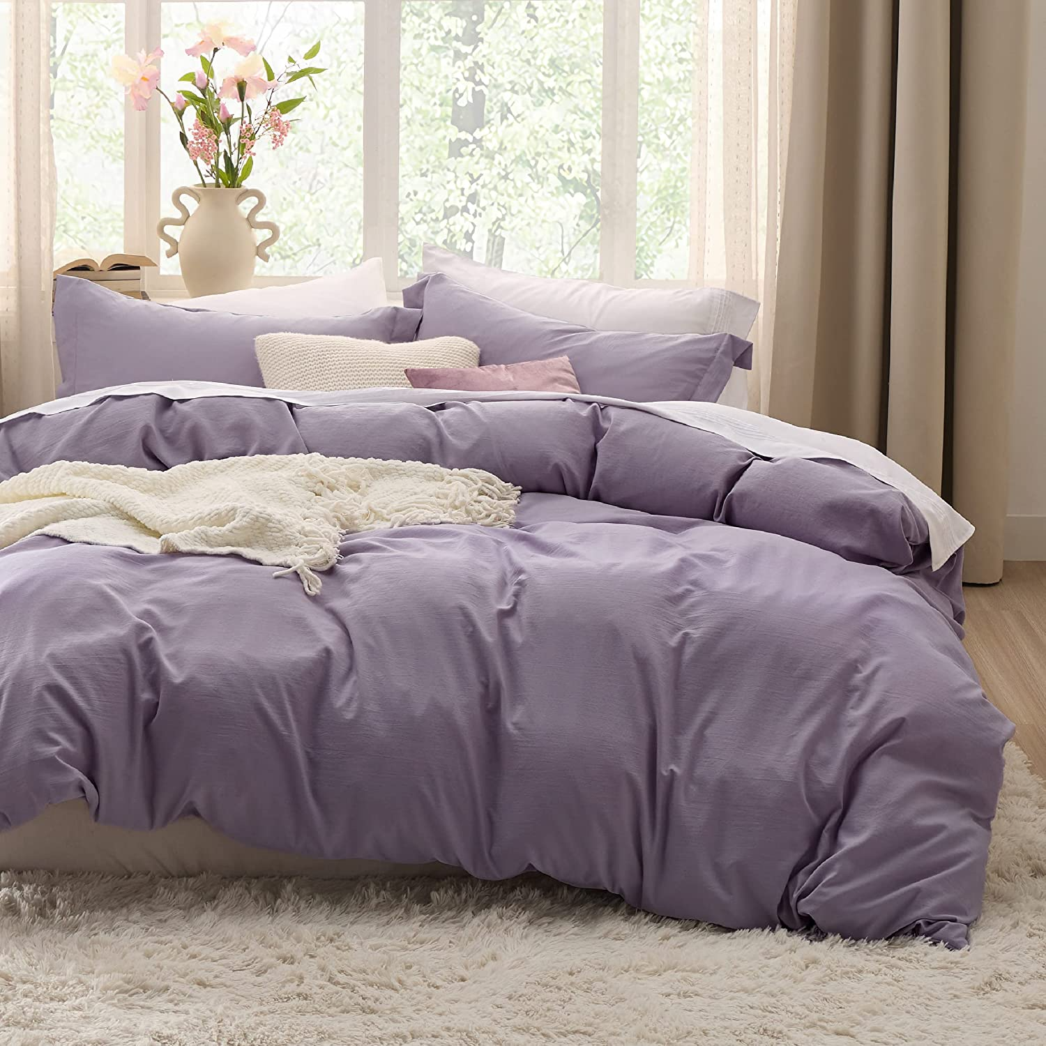 Bedsure + Grayish Purple Duvet Cover Queen Size
