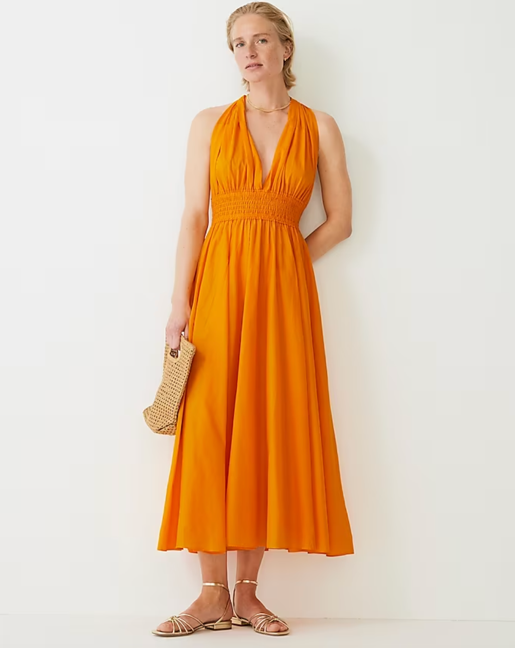 J.Crew + TwistBack SmockedWaist Beach Dress