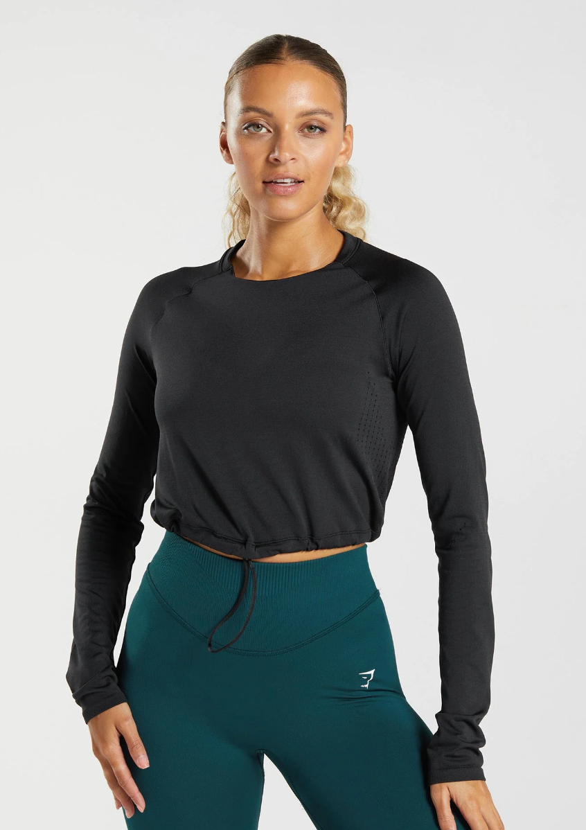 Gymshark + Gymshark Sweat Seamless Long Sleeve Crop Top