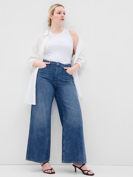 Gap Factory + High Rise Wide-Leg Ankle Jeans