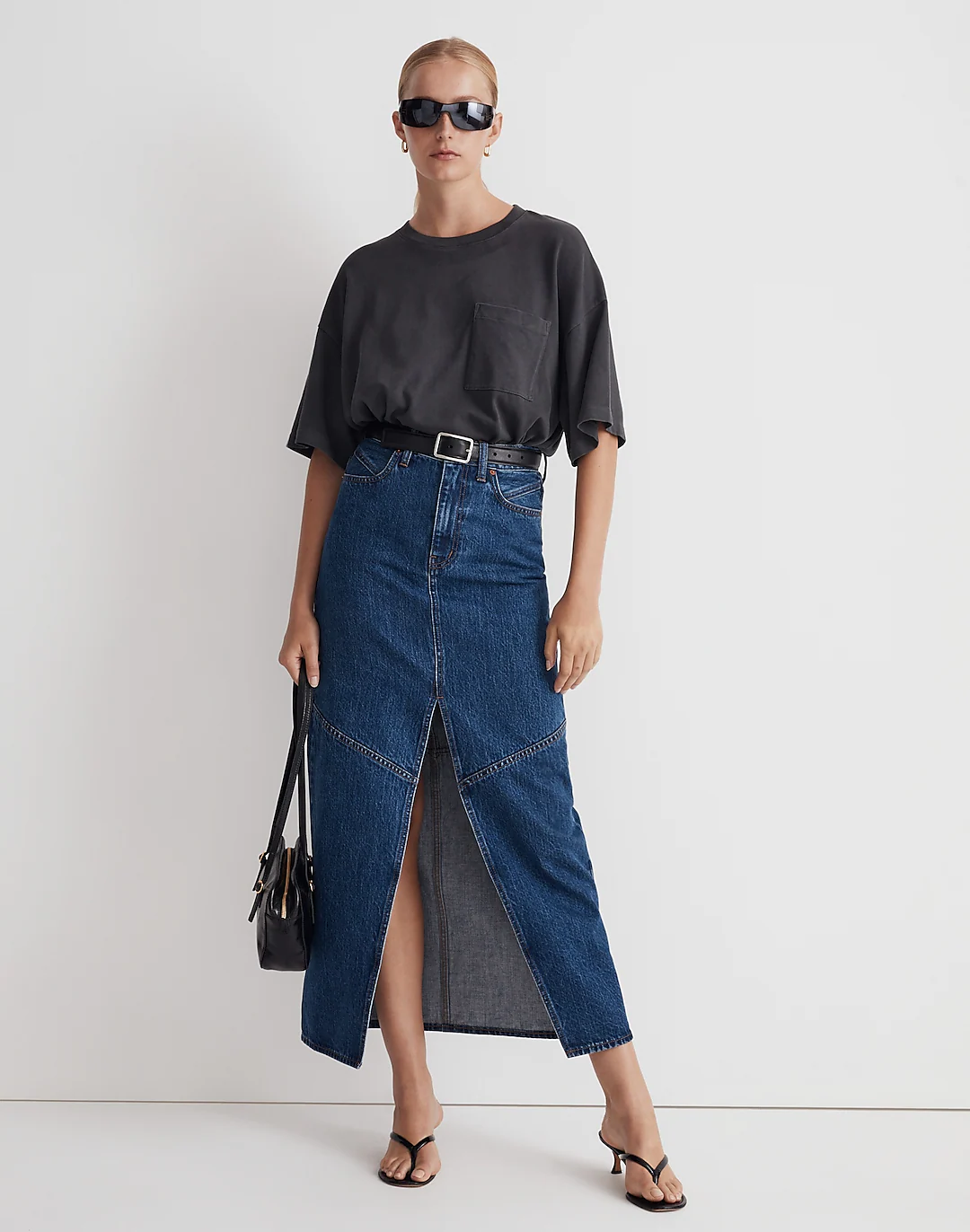 Madewell + Denim Mid-Rise Maxi Skirt