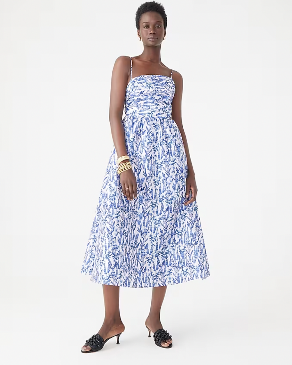 J.Crew + Collection Taffeta Side-Cutout Midi Dress In Meadow Print