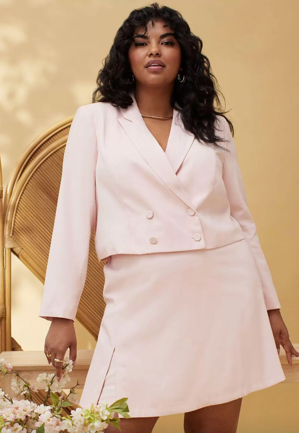 Eloquii Cropped Double Breasted Blazer