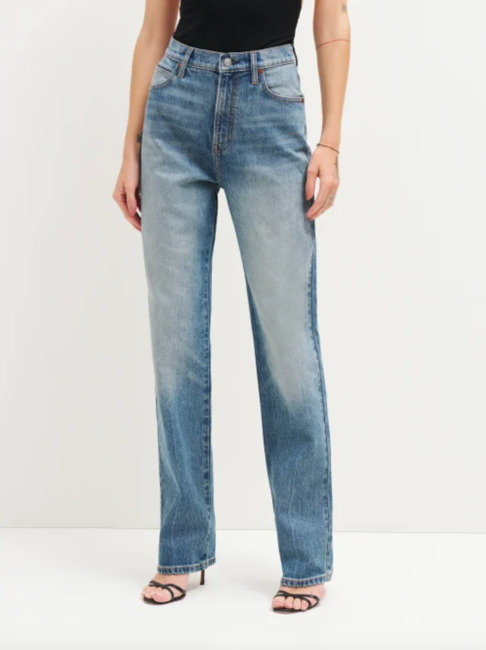 Reformation + Elan Ultra High Rise Straight Leg Jeans