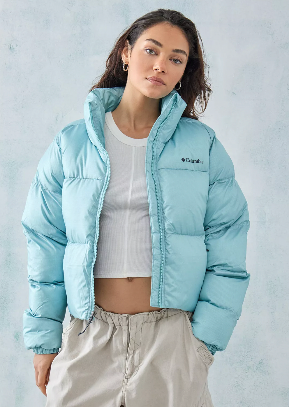 Columbia + Blue Cropped Puffect Puffer Jacket