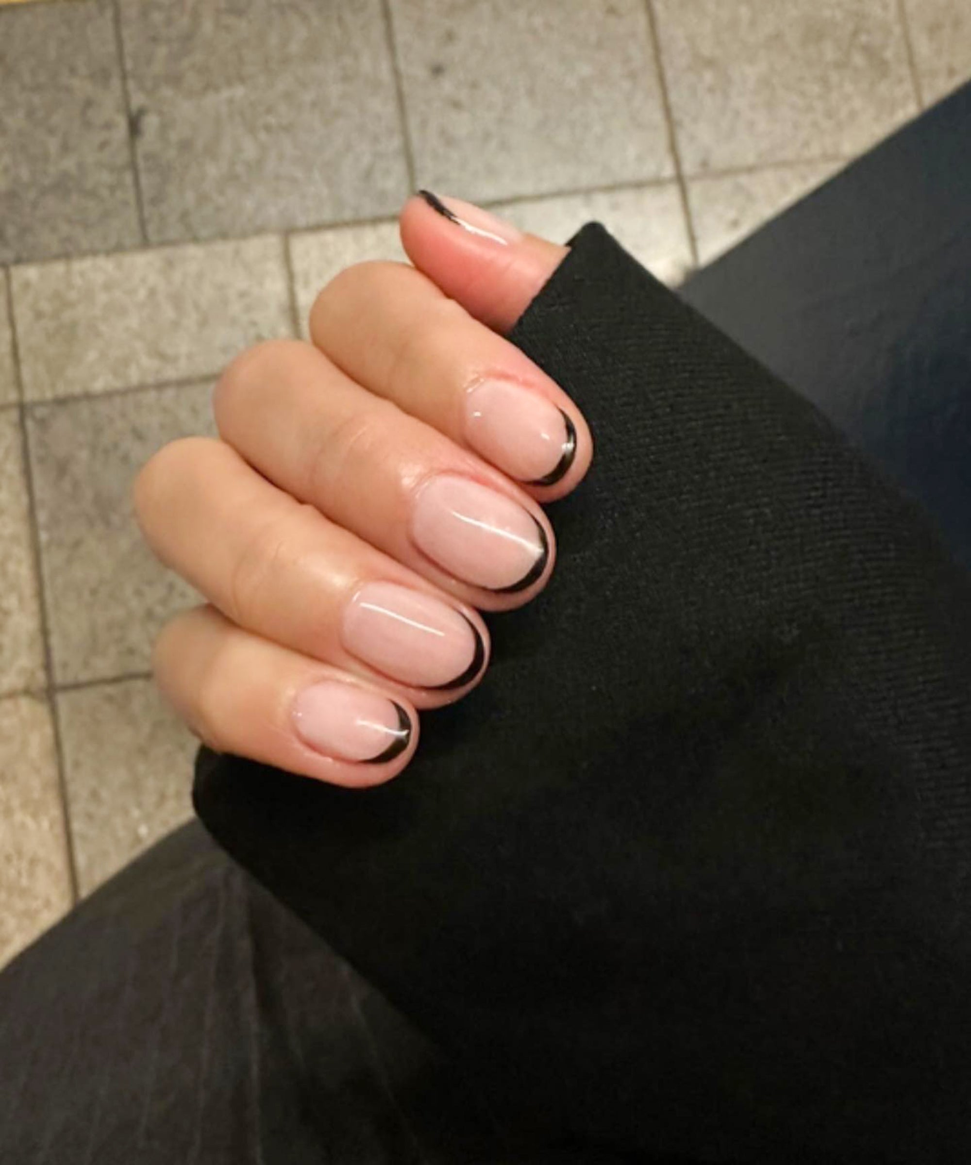 Classic French manicure for short nails