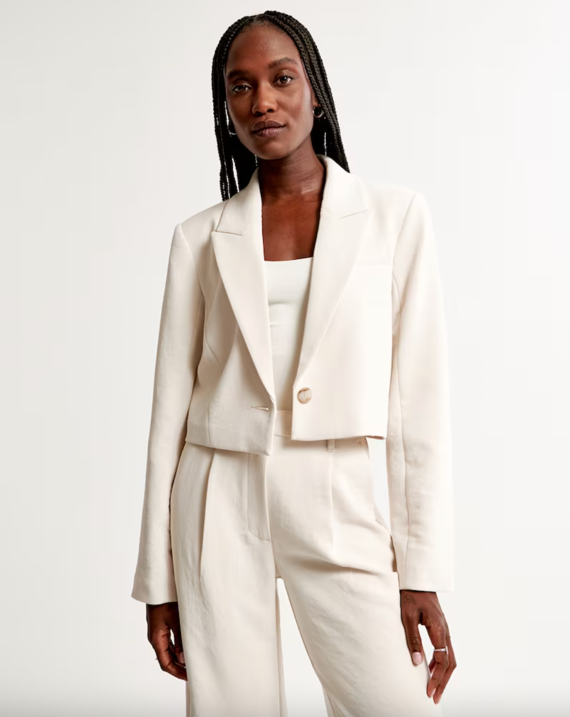 Abercrombie & Fitch + Cropped Premium Crepe Blazer