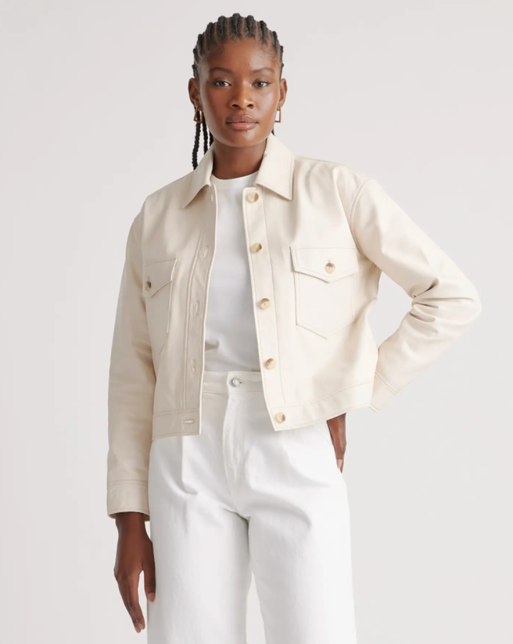 Cream cropped jacket clearance to wear over dress