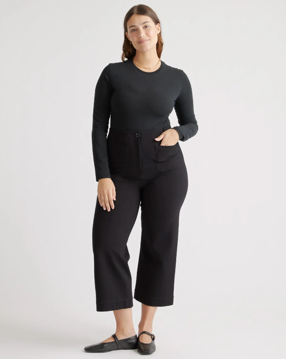 Quince + Ultra Stretch Ponte Cropped Wide Leg Pant