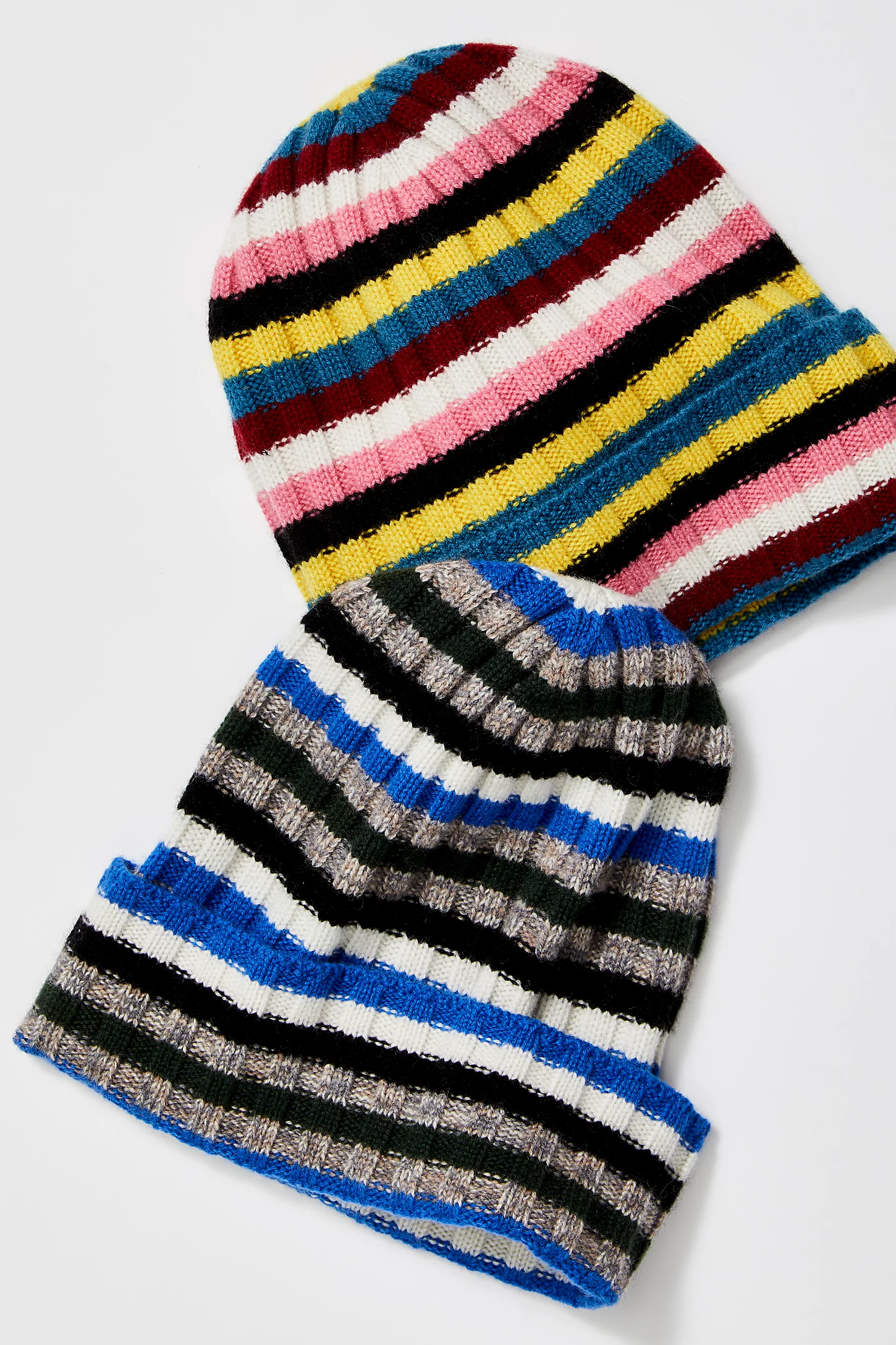 Striped cashmere beanie hat