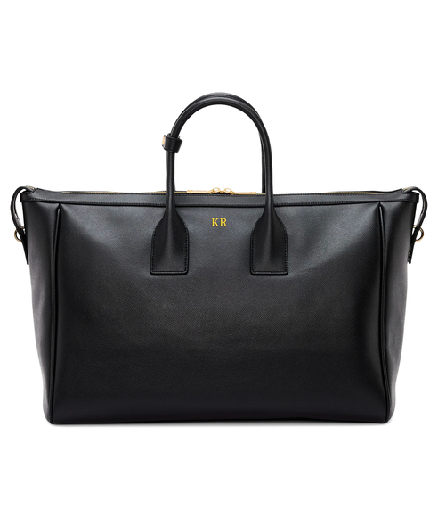 The Daily Edited Coral Red Pebbled Leather Luggage Tag