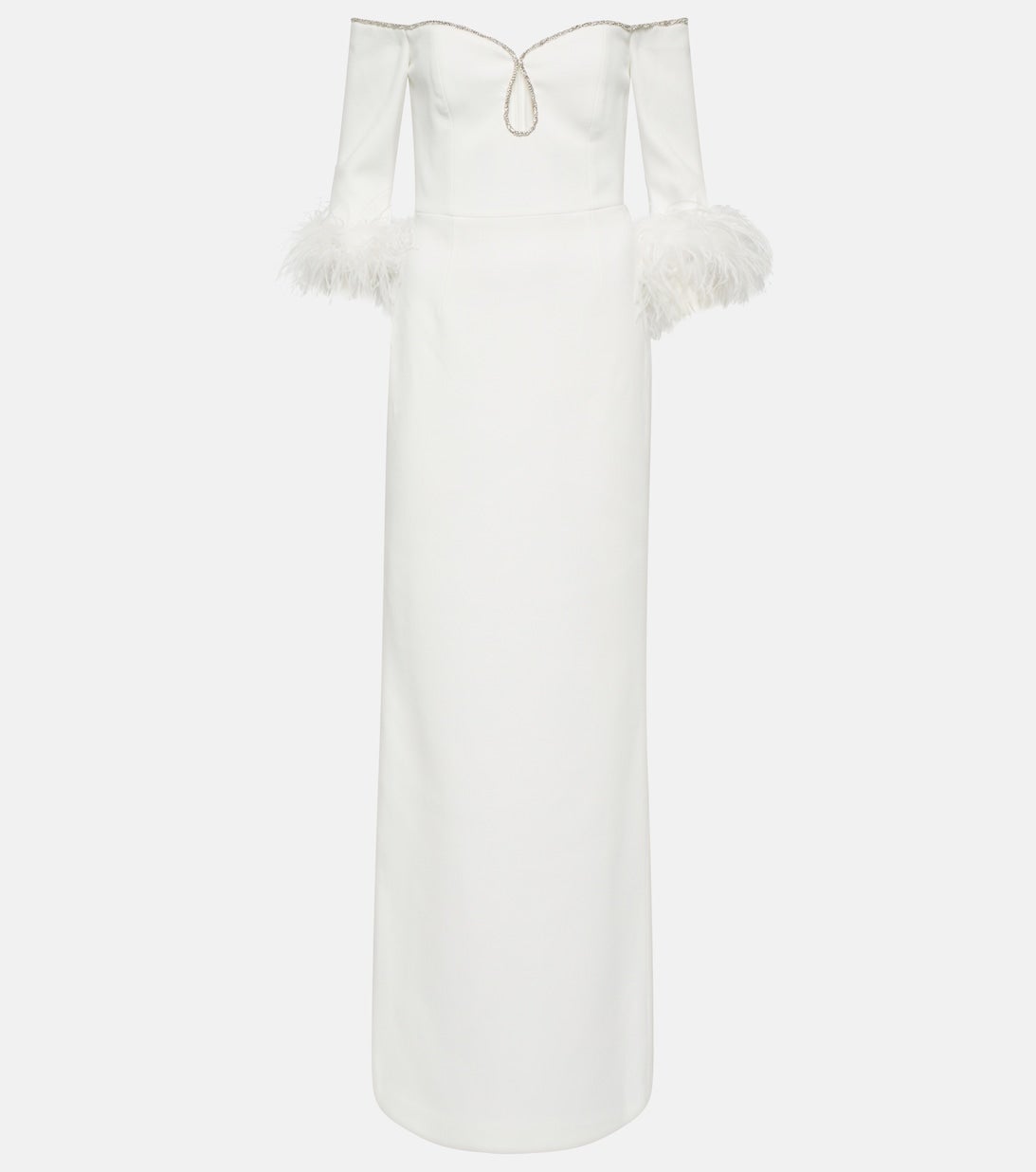 Rebecca Vallance + Bridal Plume Feather-Trimmed Crêpe Gown