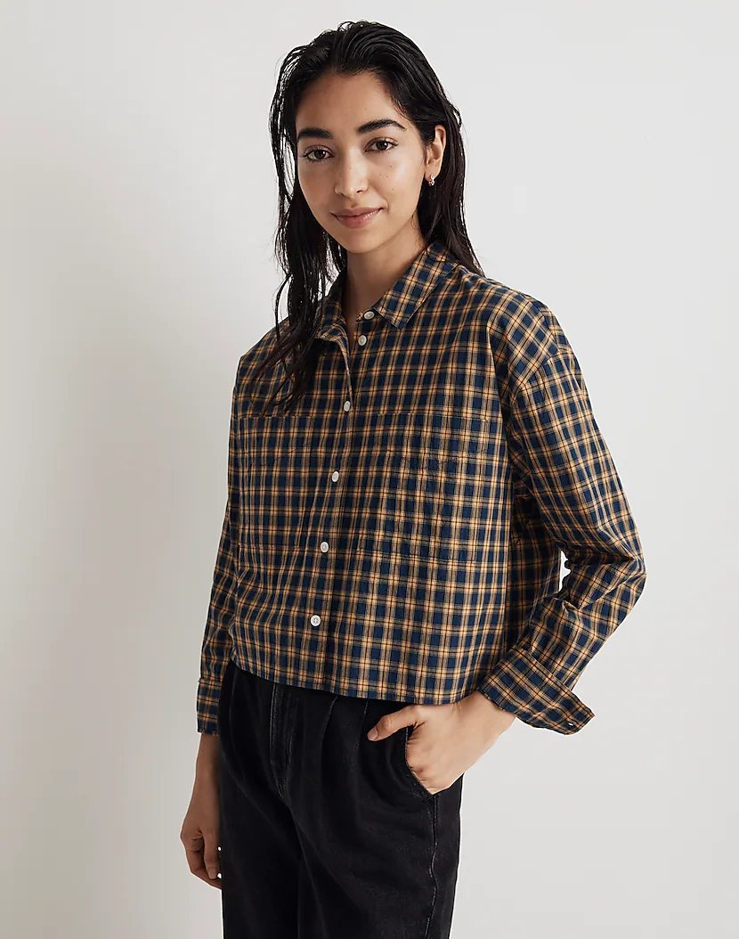 Madewell + The Signature Poplin Crop Shirt in Plaid