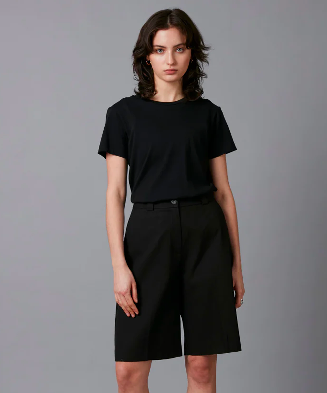 Nique + Black Lita Cotton Tencel Tailored Shorts