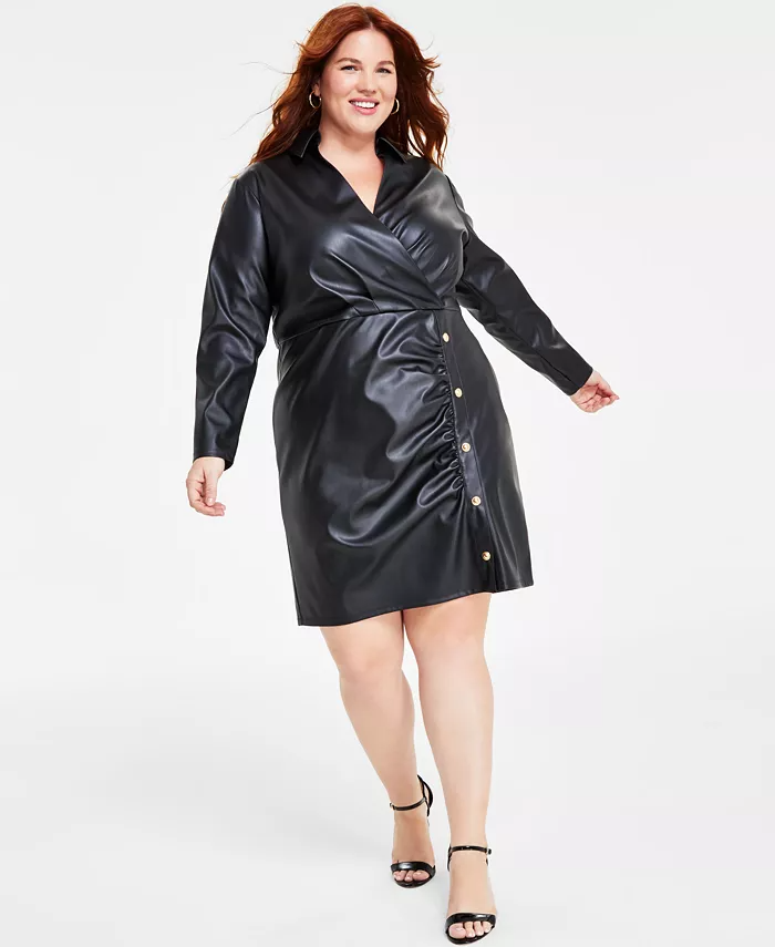 Michael kors black leather dress on sale