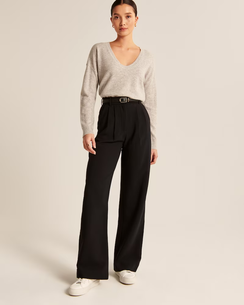 Womens Work Pants| Black High Waisted Wide Leg Pants Linen Pants – Anna  Thomas