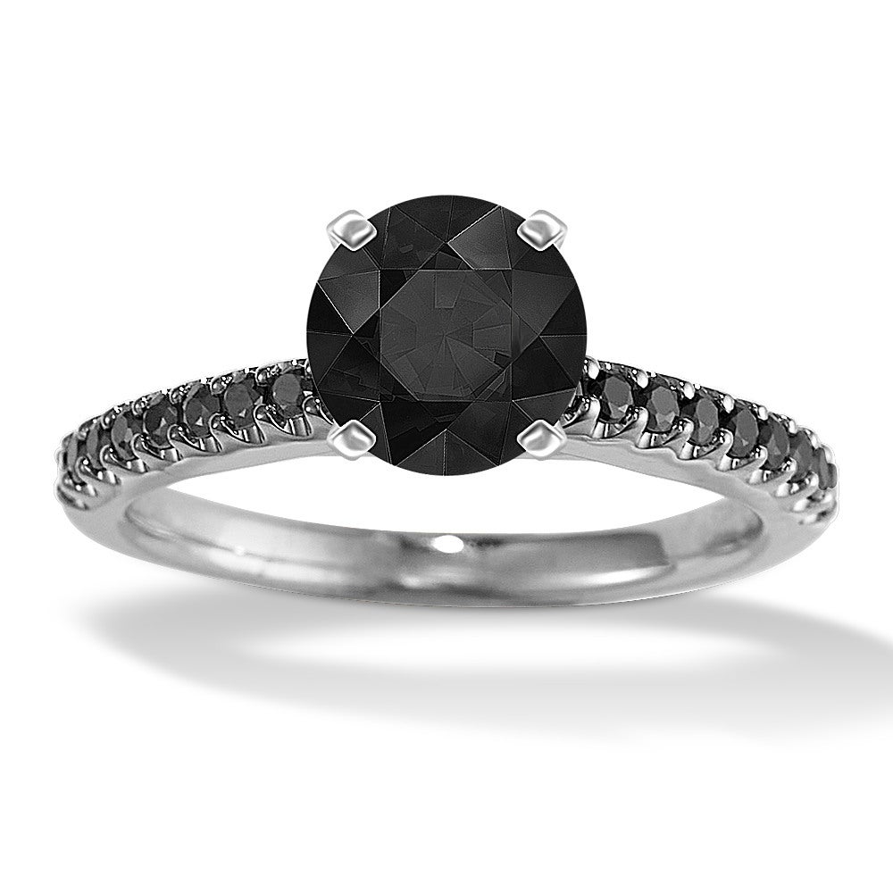 Shane Co. Black Sapphire Cathedral Engagement Ring