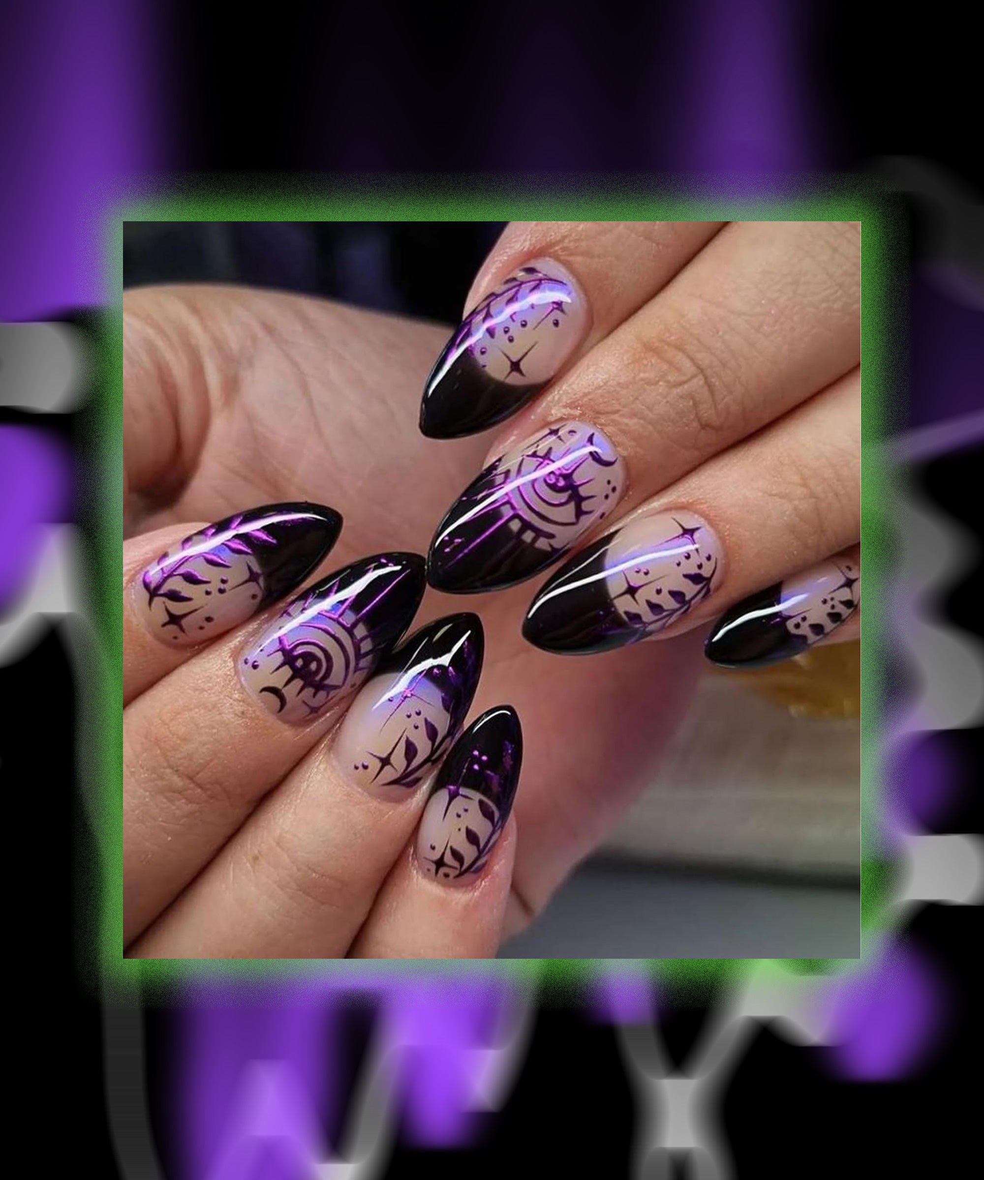 Glossy Long Stiletto Nails Scary Grimace Clown Press On - Temu