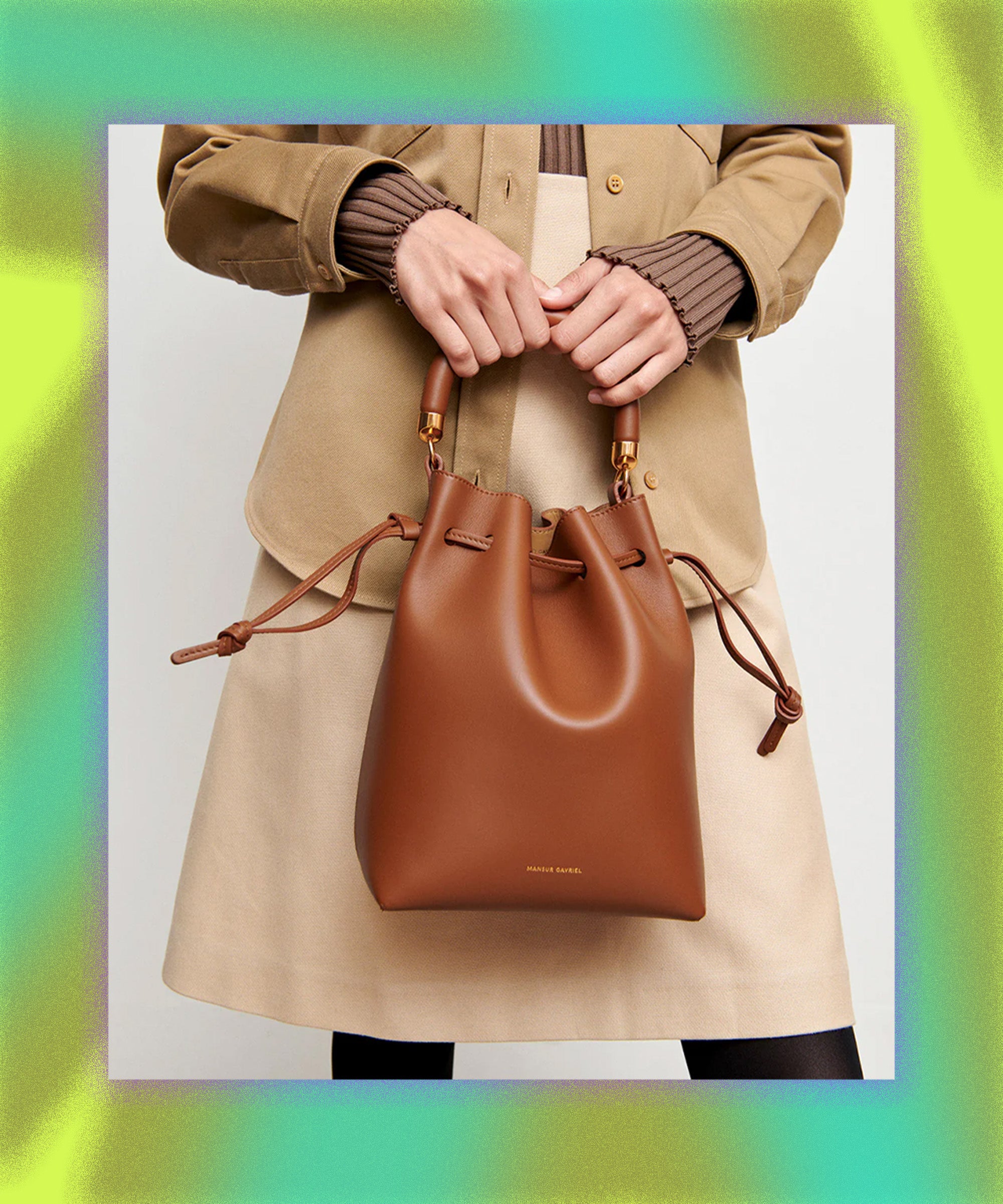 La Vacanza Houndstooth & Leather Top-Handle Bag