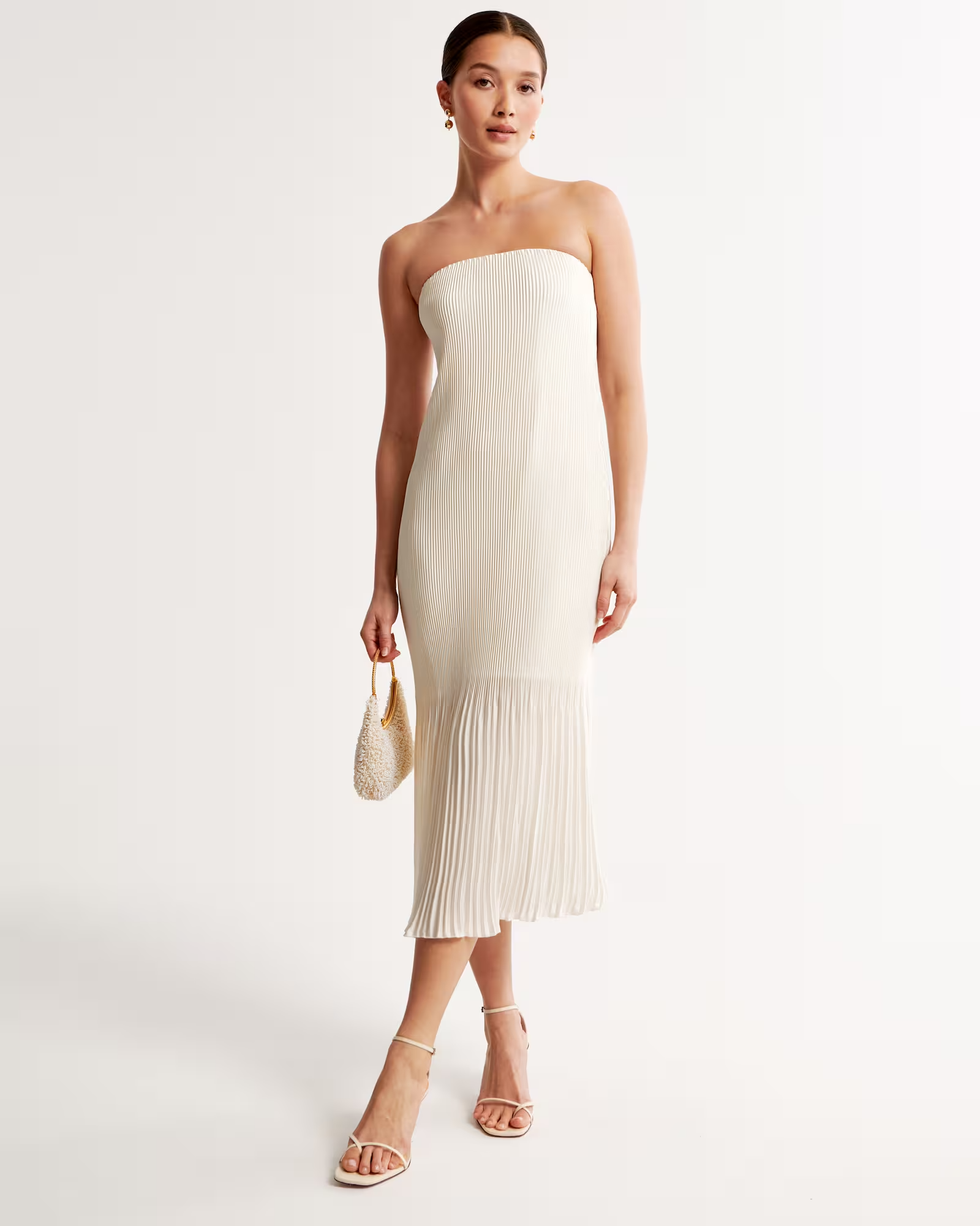 Abercrombie + Strapless Pleat Release Midi Dress