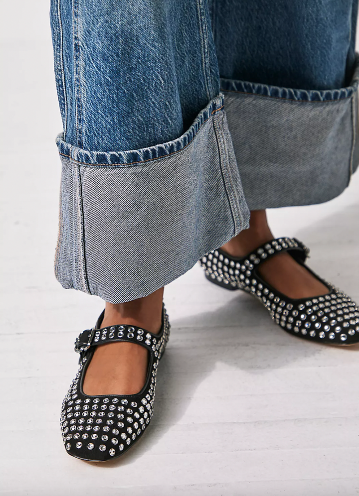 Black flats shop with silver buckle