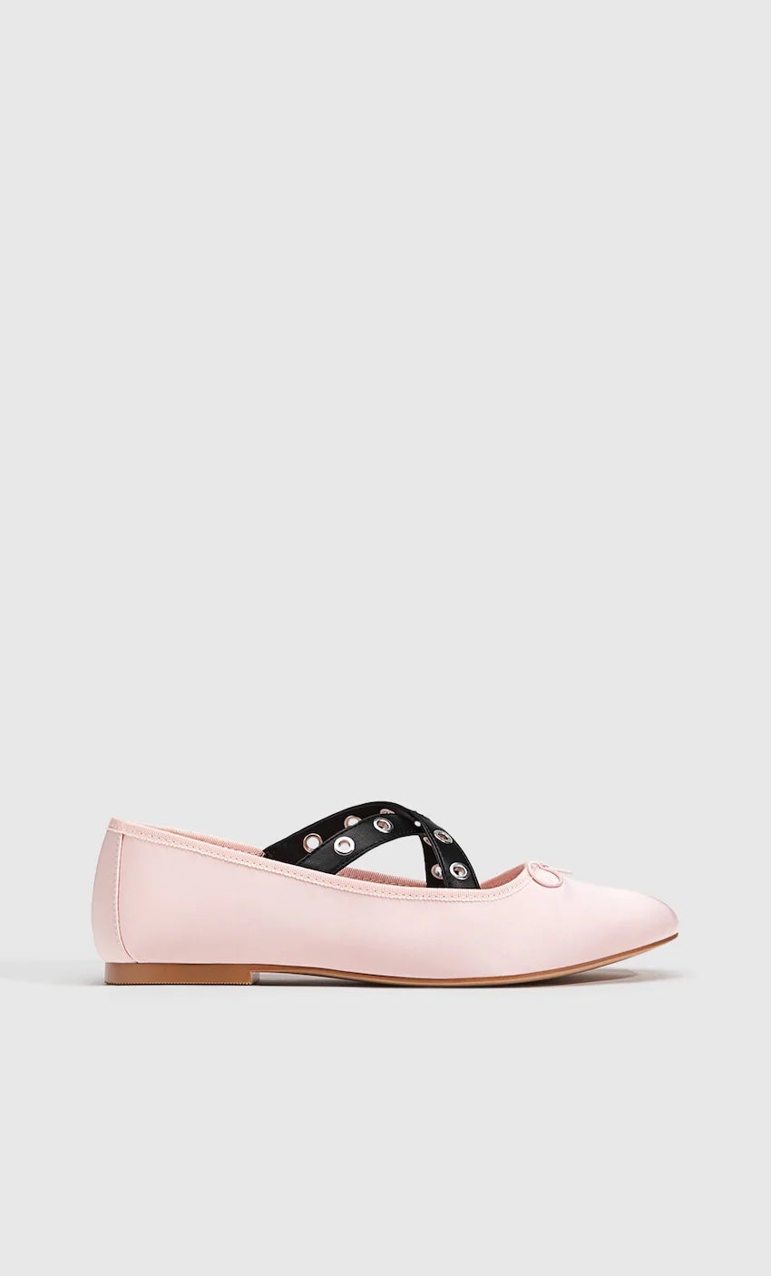 Stradivarius + Ballet Flats With Studded Straps