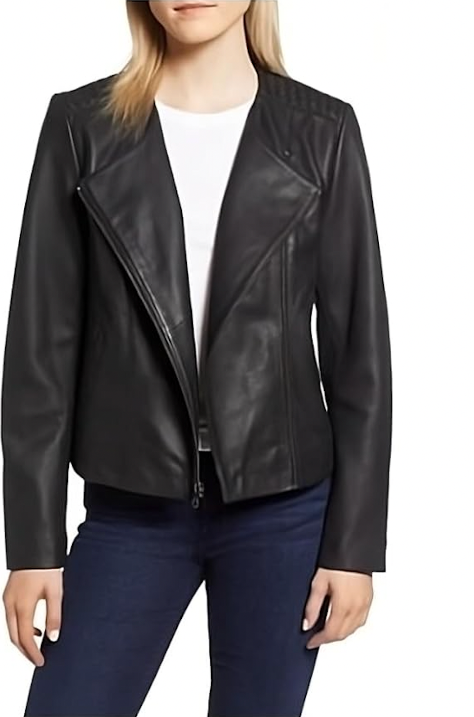 Cole Haan + Fully Lined Wing Collar Leather Jacket