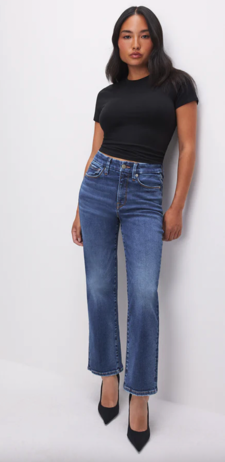 Good American + Always Fits Good Petite Straight Jeans