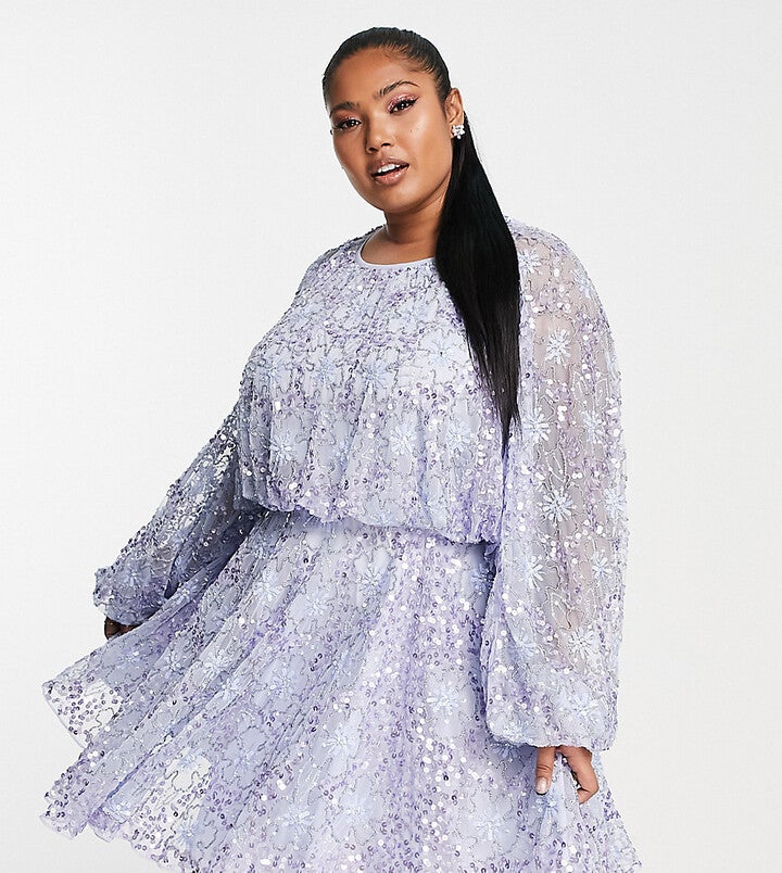 Asos edition curve flutter sleeve sequin maxi wedding dress cheap