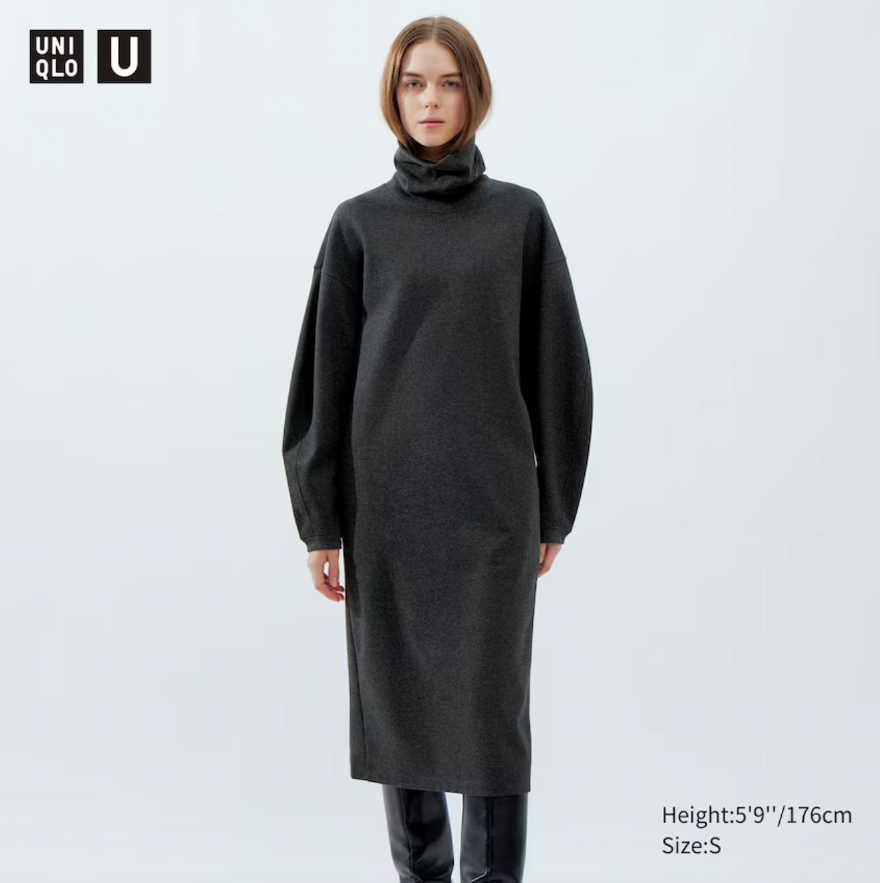 Uniqlo + Brushed Jersey Turtleneck Long-Sleeve Dress