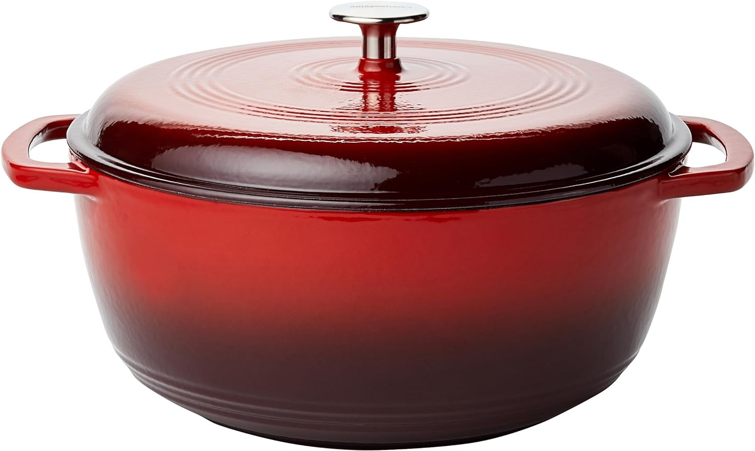 Amazon Basics + Enameled Cast Iron Covered Round Dutch Oven, 7.3Quart