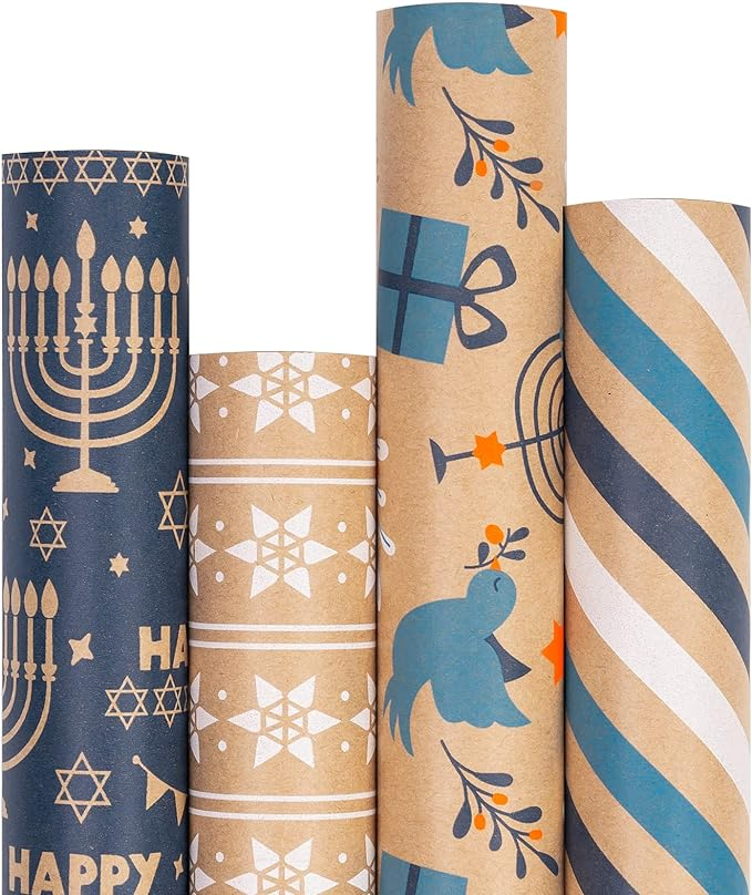 RUSPEPA + 4 Hanukkah Wrapping Paper Rolls