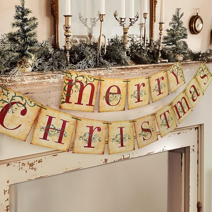 Vintage Merry Christmas Banner 