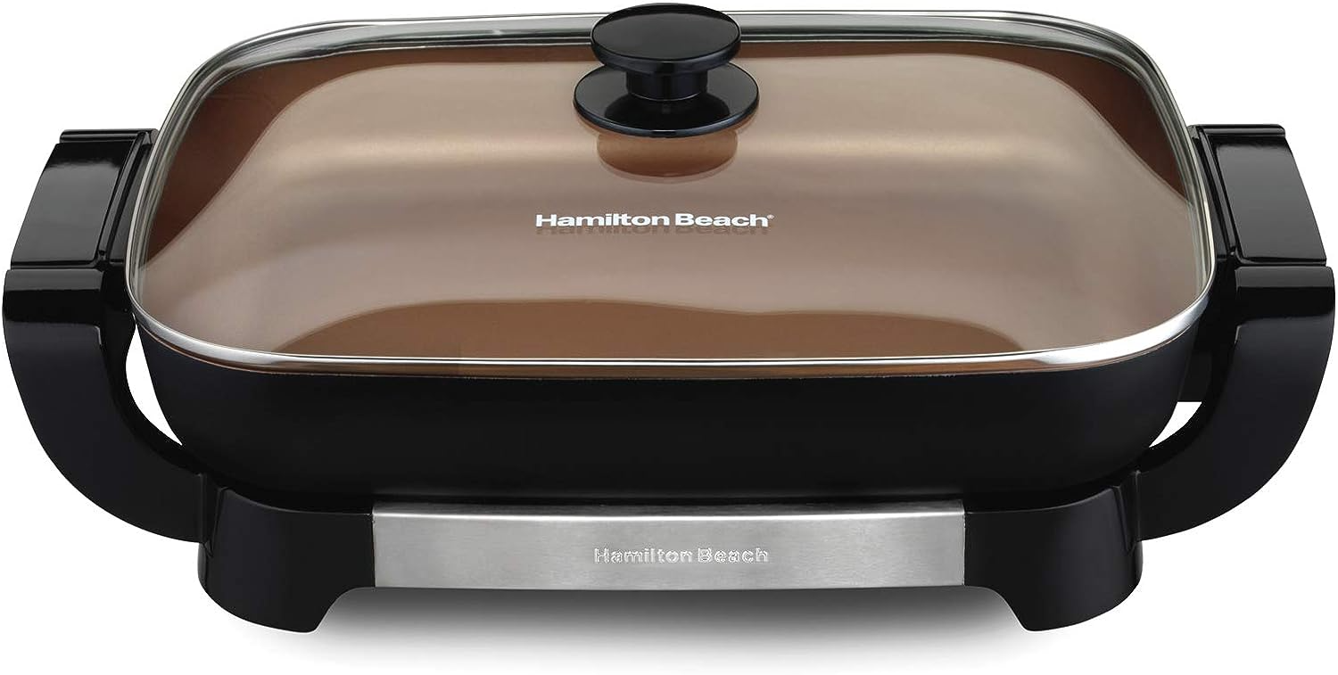 Hamilton Beach Electric Indoor Searing Grill with Viewing Window and  Removable Easy-to-Clean Nonstick Plate, 6-Serving, Extra-Large Drip Tray,  Stainless Steel (25361) 