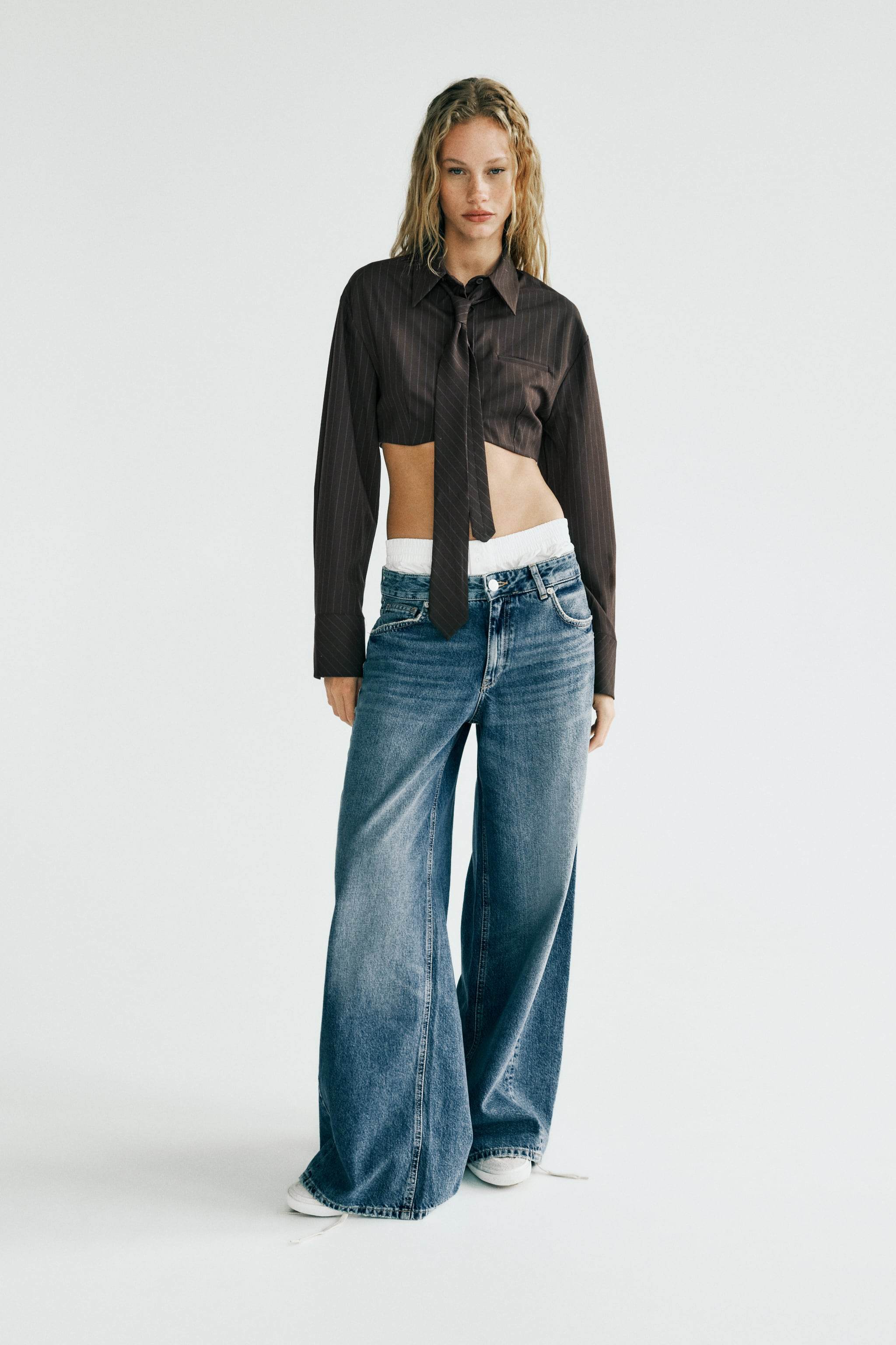 パンツ theredthread TR33818 S tie shirt cropped THEREDTHREAD / ザレッドスレッド】S tie shirt cropped