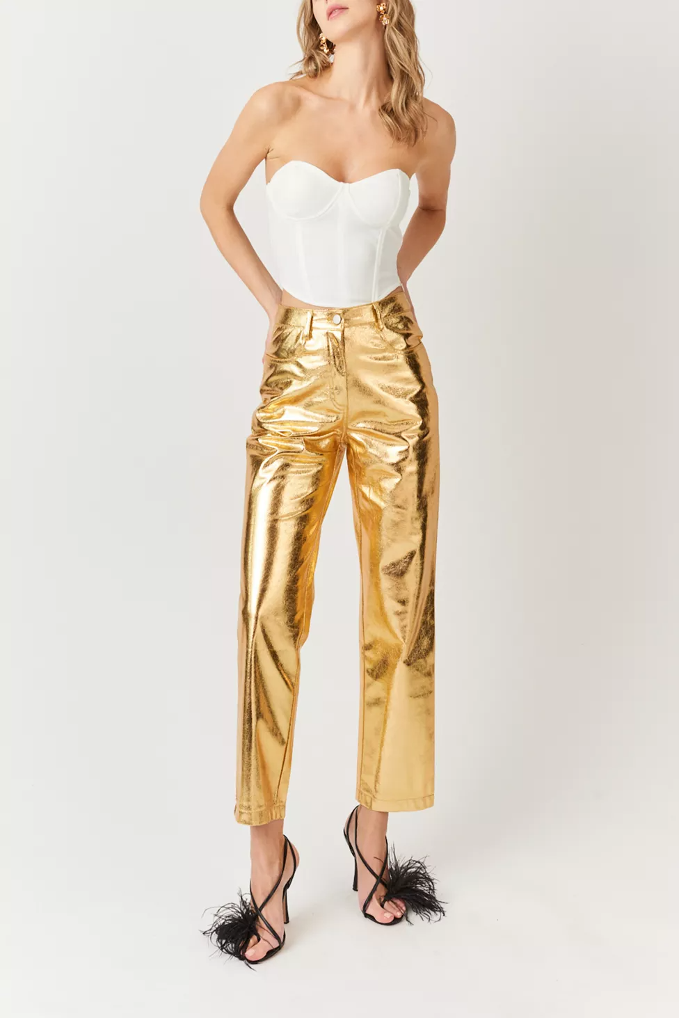 Amy Lynn + Textured Metallic Pant