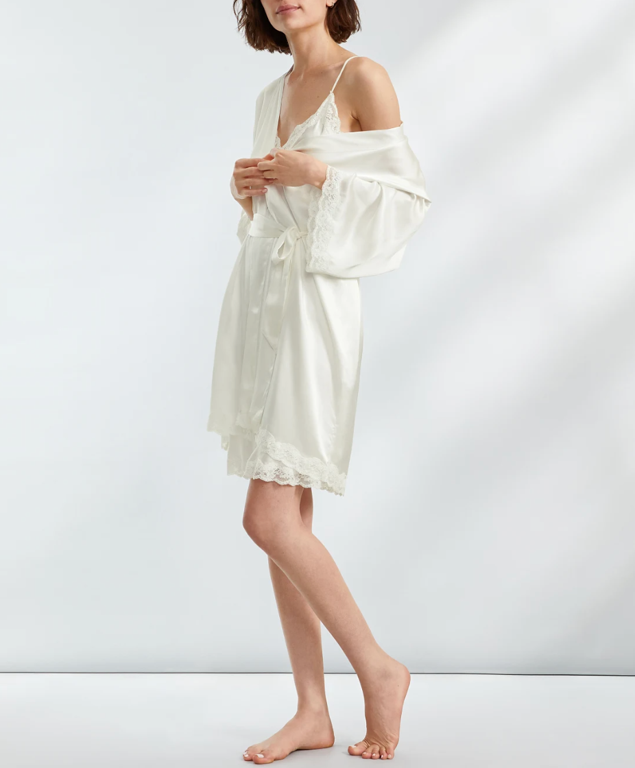Papinelle + Camille Silk Short Robe