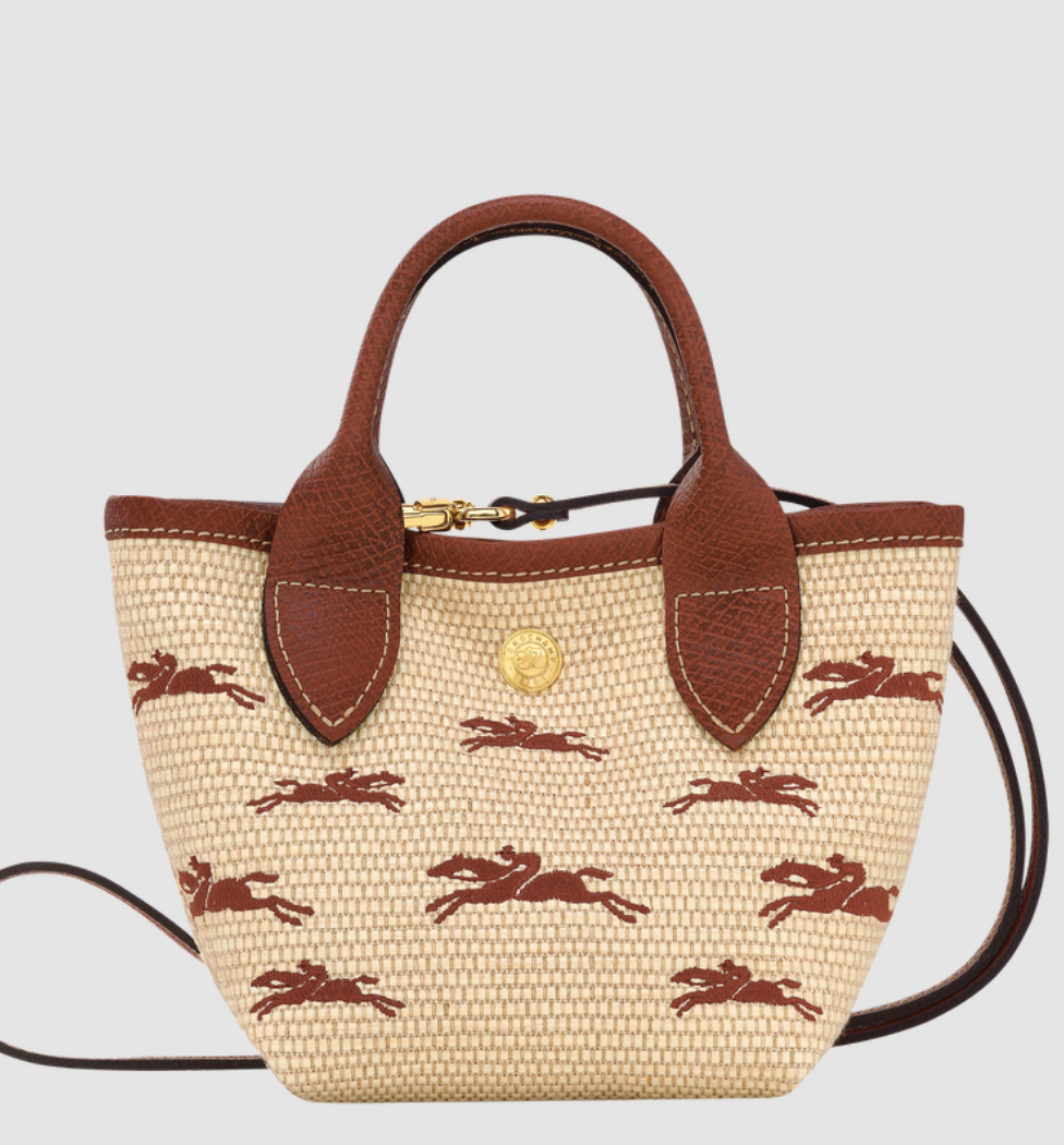 Longchamp Woven Crossbody Bucket Bag