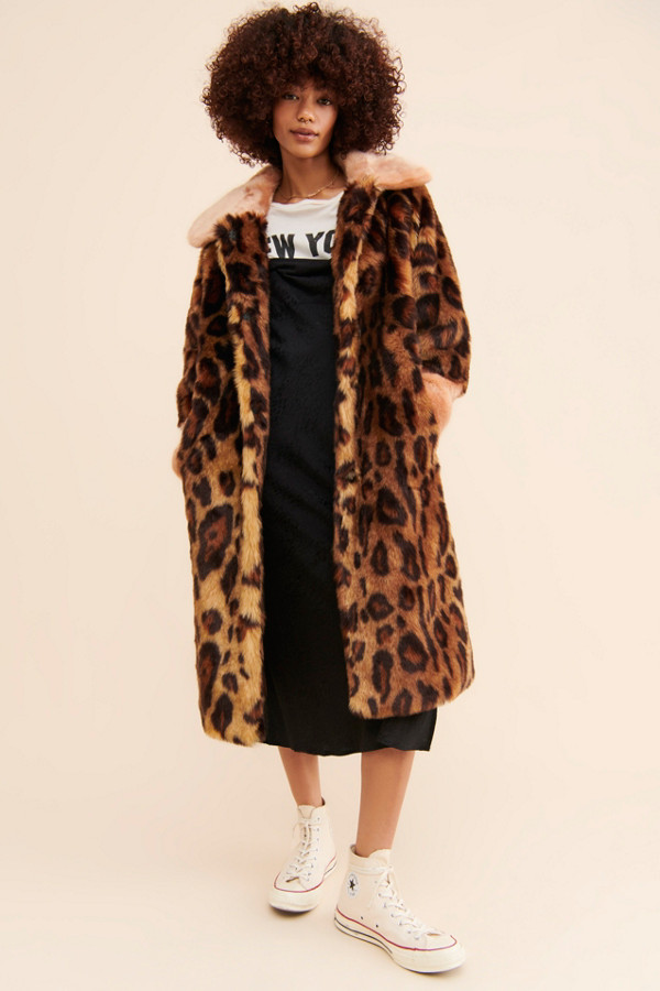 Express faux shop fur leopard coat